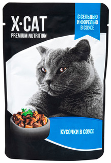 Влажный корм для кошек X-CAT , форель, рыба, 24шт, 85г