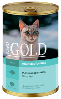 Влажный корм для кошек NERO GOLD ADULT, рыба, 12шт, 415г