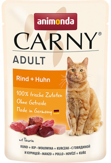Влажный корм для кошек Animonda Carny , говядина, курица, 12шт, 85г