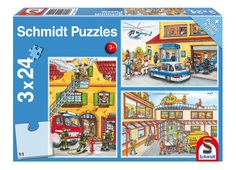 Пазл Спецслужбы (пожарные и полиция) , 3х24 элемента Schmidt
