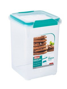 Контейнер пищевой PREMIUM MATCH-UPS CLIPS высокий квадратный бирюзовый 3л DECOR