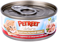 Влажный корм для кошек Petreet Natura , с тунцом и сурими, 12шт, 70г