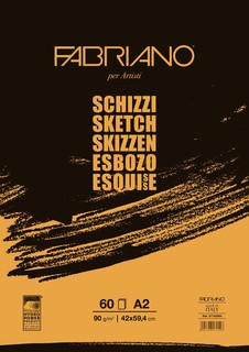 Альбом для эскизов и зарисовок "Schizzi", А2, 60 листов, 90 г/м2, мелкозернистая бумага Fabriano