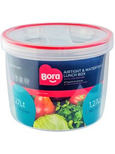 Контейнер BORA круглый Красная полоса 1.27л. 1шт. ПЛ-BO059