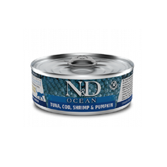 Влажный корм для кошек Farmina CAT N&D OCEAN, с тунцом, треской и креветками 12шт, 80г