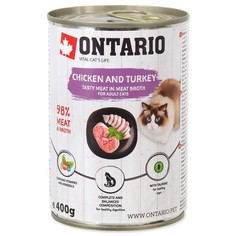 Влажный корм для кошек Ontario с курицей и индейкой, 6шт, 400г