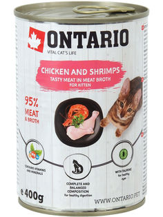 Влажный корм для кошек Ontario с курицей, креветками и рисом, 6шт, 400г