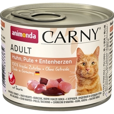 Влажный корм для кошек Animonda CARNY ADULT , курица, индейка, сердце, 200г