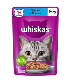 Влажный корм для кошек Whiskas рагу с треской и лососем, 28шт, 75г