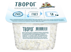 Творог Кубанский Молочник зерненый 5% бзмж 240 г