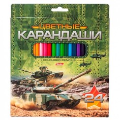 Карандаши цветные. Hatber. Милитари. 24 цвета. С заточкой.