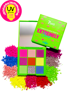 Пигменты для макияжа 7DAYS неоновые палетка EXTREMELY CHICK UVglow Futuristic, 9 шт x 1 г