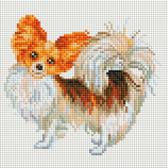 Алмазная мозаика Белоснежка Собака-бабочка Полная выкладка, 20х20 см квадратные стразы
