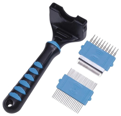 Расческа для кошек и собак Nobby металл, цвет черный, голубой, 4 в 1