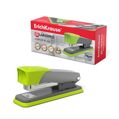 Степлер №24/6 ErichKrause® Quadro Half-strip до 30 л серо-зеленый в коробке по 1 шт