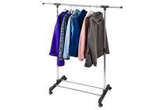 Вешалка для одежды телескопическая 1 перекладина 89-145х41х93-155 см EL Casa на колесиках