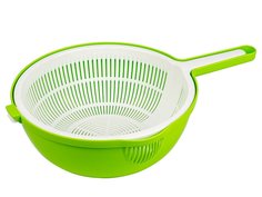 Дуршлаг ElfPlast с подставкой, бежево-салатовый