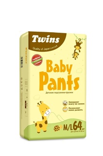 Набор Twins Подгузники-трусики р.M/L (9-18 кг) 64 шт. + Салфетки 20 шт.