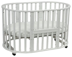 Кроватка детская Malika "MIO" 6 в 1, круглая-овальная, цвет: белый Малика