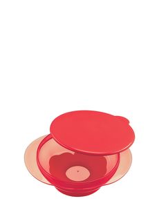 Тарелка на присоске Happy Baby, с крышкой, цвет красный