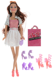 Игровой набор Toys Lab Ася - Шатенка в бело-розовом платье, 28 см