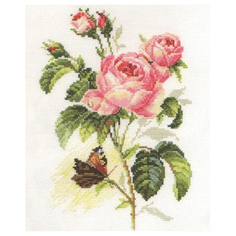 Набор для вышивания АЛИСА Роза и бабочка 17х25см, 2-13