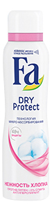 Аэрозоль дезодорант-антиперспирант Fa Dry Protect, нежный аромат хлопка, 48 ч, 150 мл