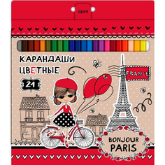 Карандаши цветные "Bonjour Paris", 24 цвета Hatber