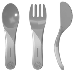 Набор столовых приборов Twistshake Learn Cutlery, пастельный серый