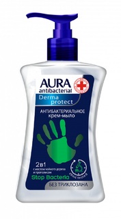 Антибактериальное крем-мыло "Aura. Derma Protect 2 в 1", 250 мл