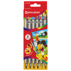 Фломастеры Brauberg двухсторонние, 6 цветов