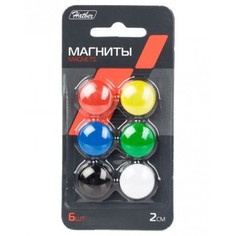 Магниты для магнитно-маркерных досок. 2см. 6 штук. Hatber. Цветные