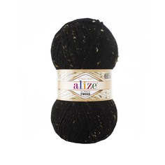 Пряжа Alize "Alpaca Tweed", 250 метров, 5 мотков по 100 грамм, цвет: 60 черный ( 5)