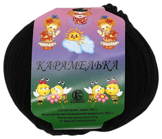 Пряжа Камтекс "Карамелька", 175 метров, 10 мотков по 50 грамм, цвет: 003 черный ( 10)