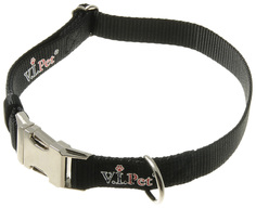 Ошейник для собак V.I.Pet, нейлон, регулируемый, черный, 35-56 см x 20 мм