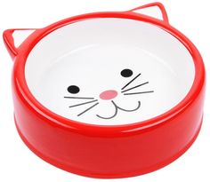 Миска в форме мордочки кошек №1 керамическая ( красный), 120 мл