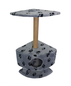 Комплекс для кошек Пушок Домик Угловой на ножках, серый, 2 уровня