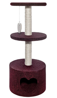 Когтеточка Tappi Риз, сизаль, бордовый, 39 х 39 х 87 cм