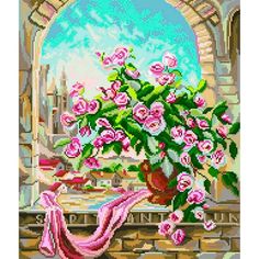 Канва с рисунком Матренин посад Розовый куст (34*35) 41*41см 1887