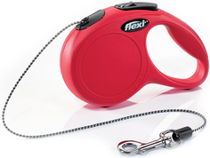 Поводок-рулетка для собак и кошек flexi CLASSIC CORD, трос, 3 м, до 8кг, красный