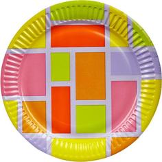 Тарелка одноразовая Buffet-Party Смальта бумажная разноцветная 180 мм 6 штук в упаковке Malungma