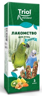 Лакомство для птиц Тriol Standard "Ассорти", с фруктами, овощами и орехами (3 штуки) Triol