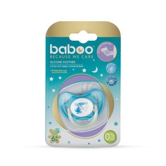 Соска-пустышка Baboo, силиконовая, скошенная, ночная Tansport (6 месяцев)