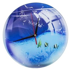 Часы настенные "Аквариум", стеклянные Эврика