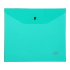 Папка-конверт на кнопке, А5, 180 мкм, зеленая Hatber