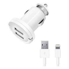 АЗУ DEPPA 2 USB 3.4А, дата-кабель 8-pin для Apple (MFI), белый, Ultra/11256
