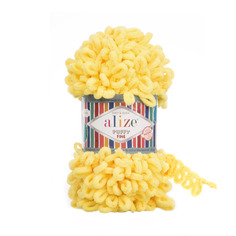 Пряжа Alize Puffy Fine, 14 м, 5 мотков по 100 г, цвет: 113 желтый 5 шт.