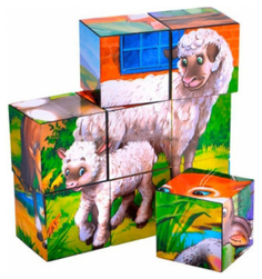 Кубики пластиковые Рыжий кот Мамы и детки 9 штук К09-9610