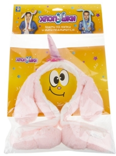 Ободок детский с поднимающимися ушками 1 TOY Хлоп-Ушки Единорог розовый