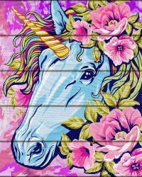 Набор для рисования по номерам по дереву "Сказочный единорог" (40x50 см) Flamingo